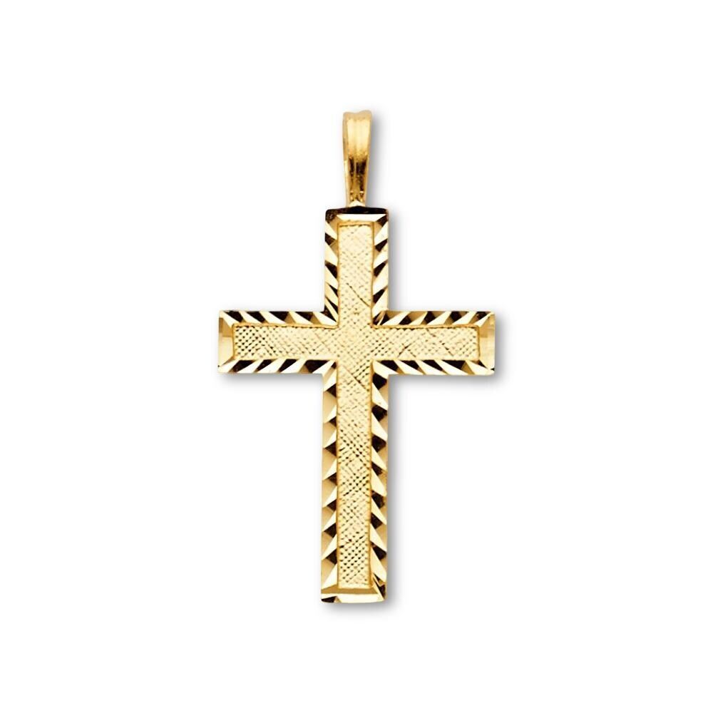 14K Gold Latin Cross Pendant | Religious Yellow Gold Charm By Tehrani Jewelry